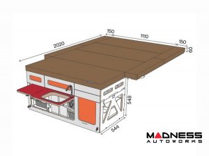 Volkswagen ID. Buzz Camper Kit - Sleeping Platform w/ Kitchen Box - Tan / Orange Volkswagen ID. Buzz Camper Kit - Sleeping Platform w/ Kitchen Box - Tan / Orange